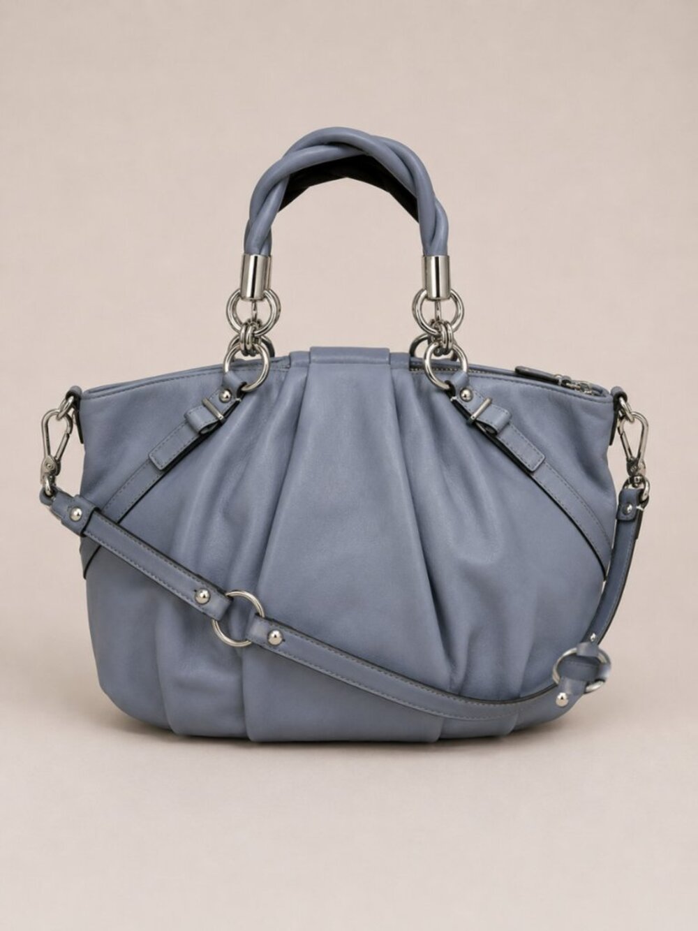 Coach Madison Sophia Slate Metallic Leather Satchel F22563 Convertible Shoulder - Picture 3 of 13